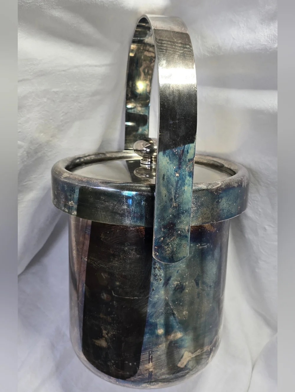 Vtg Italian Ice Bucket (Silver Plate on Brass)